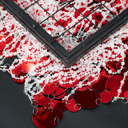 2.6x1ft Metal Stand With Red Sequin Curtain Backdrop Shimmer Wall Decoration