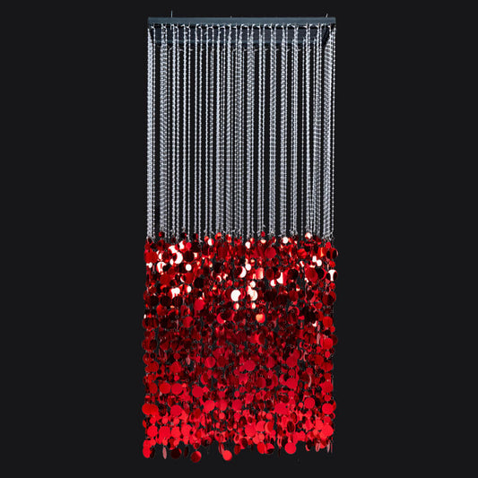 2.6x1ft Metal Stand With Red Sequin Curtain Backdrop Shimmer Wall Decoration