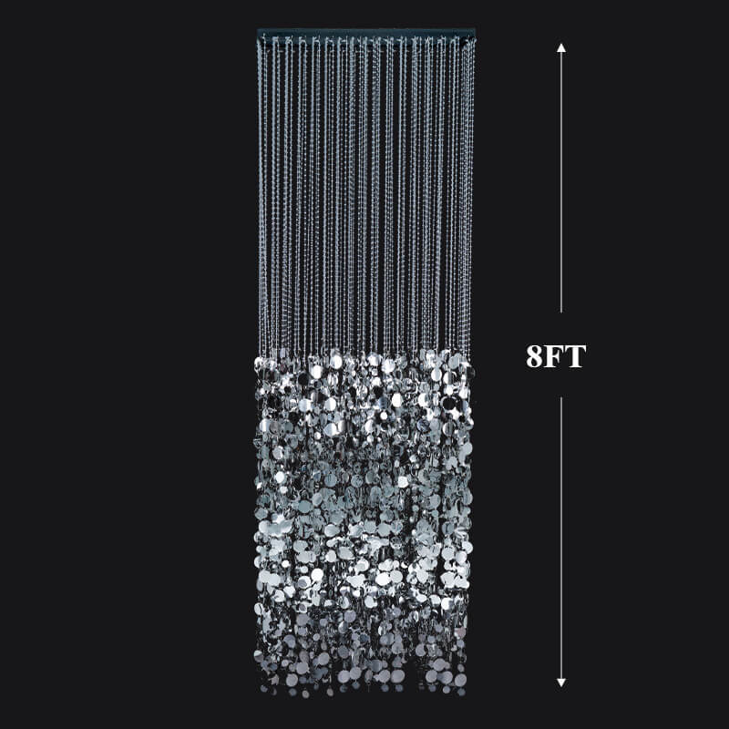 2.6x1ft Metal Stand With Silver Sequin Curtain Backdrop Shimmer Wall Decoration