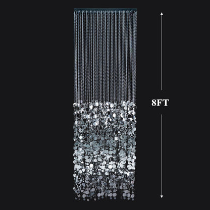 2.6x1ft Metal Stand With Silver Sequin Curtain Backdrop Shimmer Wall Decoration