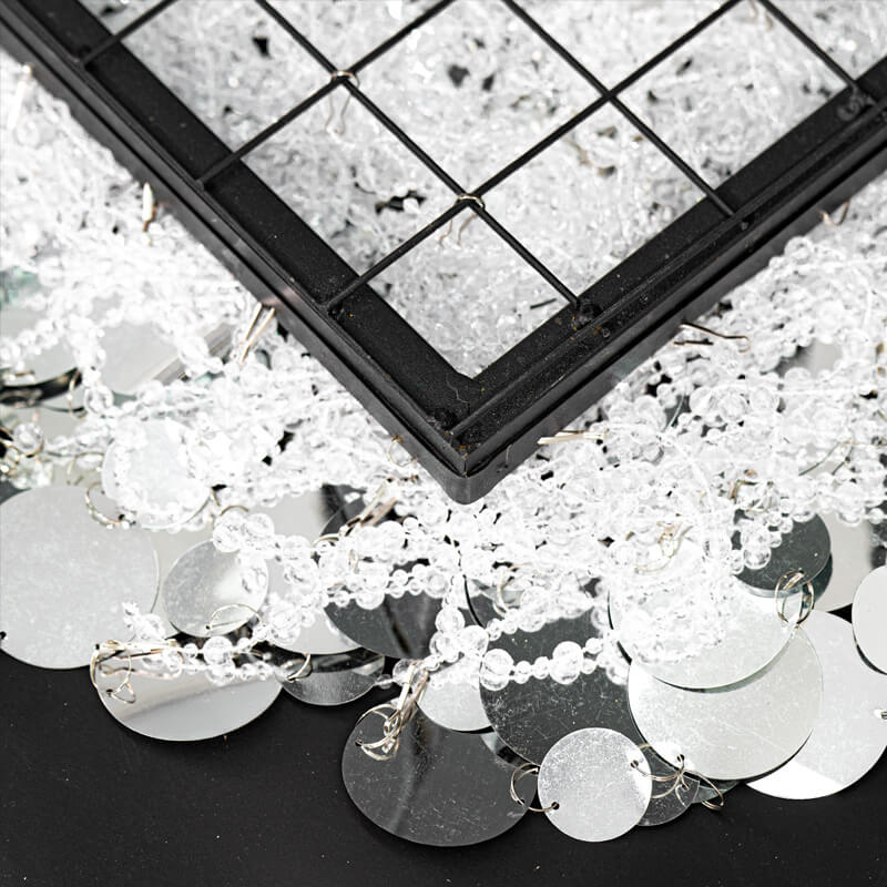 2.6x1ft Metal Stand With Silver Sequin Curtain Backdrop Shimmer Wall Decoration