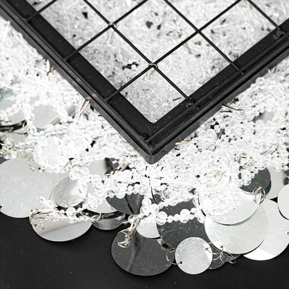 2.6x1ft Metal Stand With Silver Sequin Curtain Backdrop Shimmer Wall Decoration