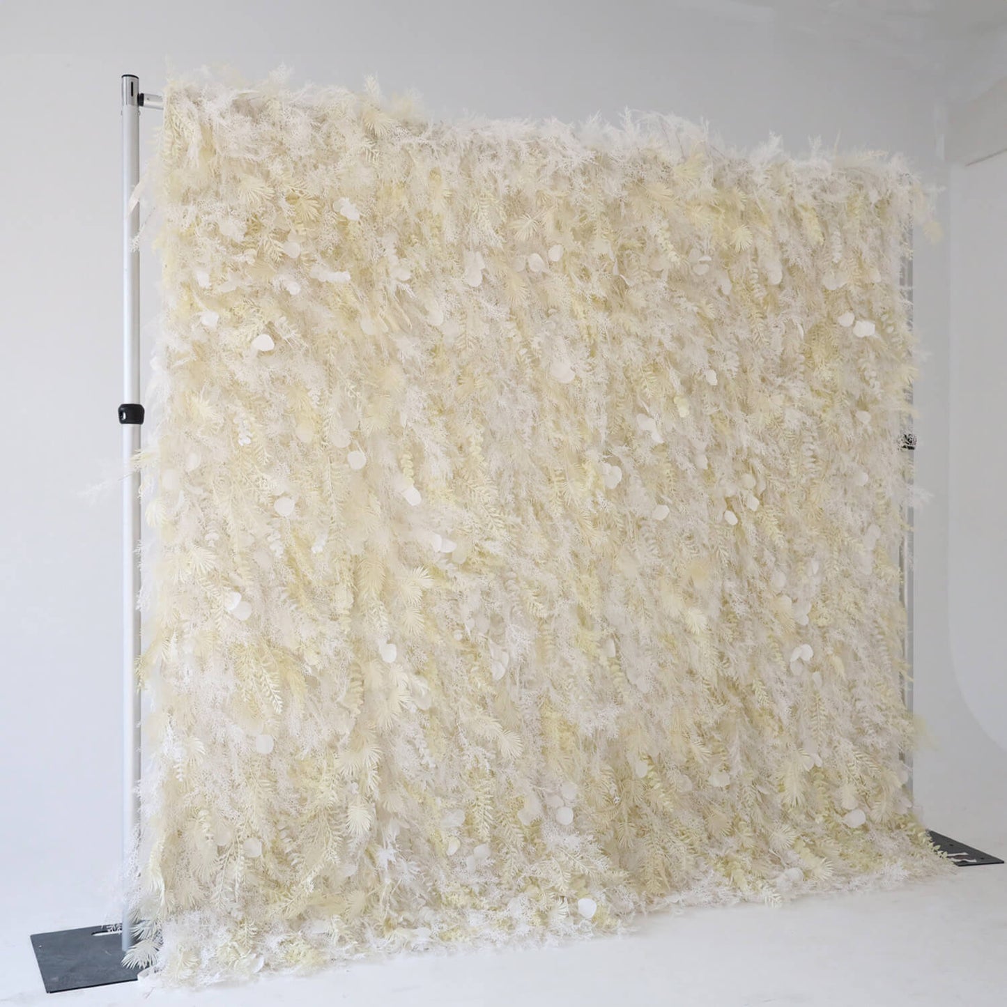 Cream White Misty Smog Pampas Flower Wall For Wedding Arrangement Event Decor-ubackdrop