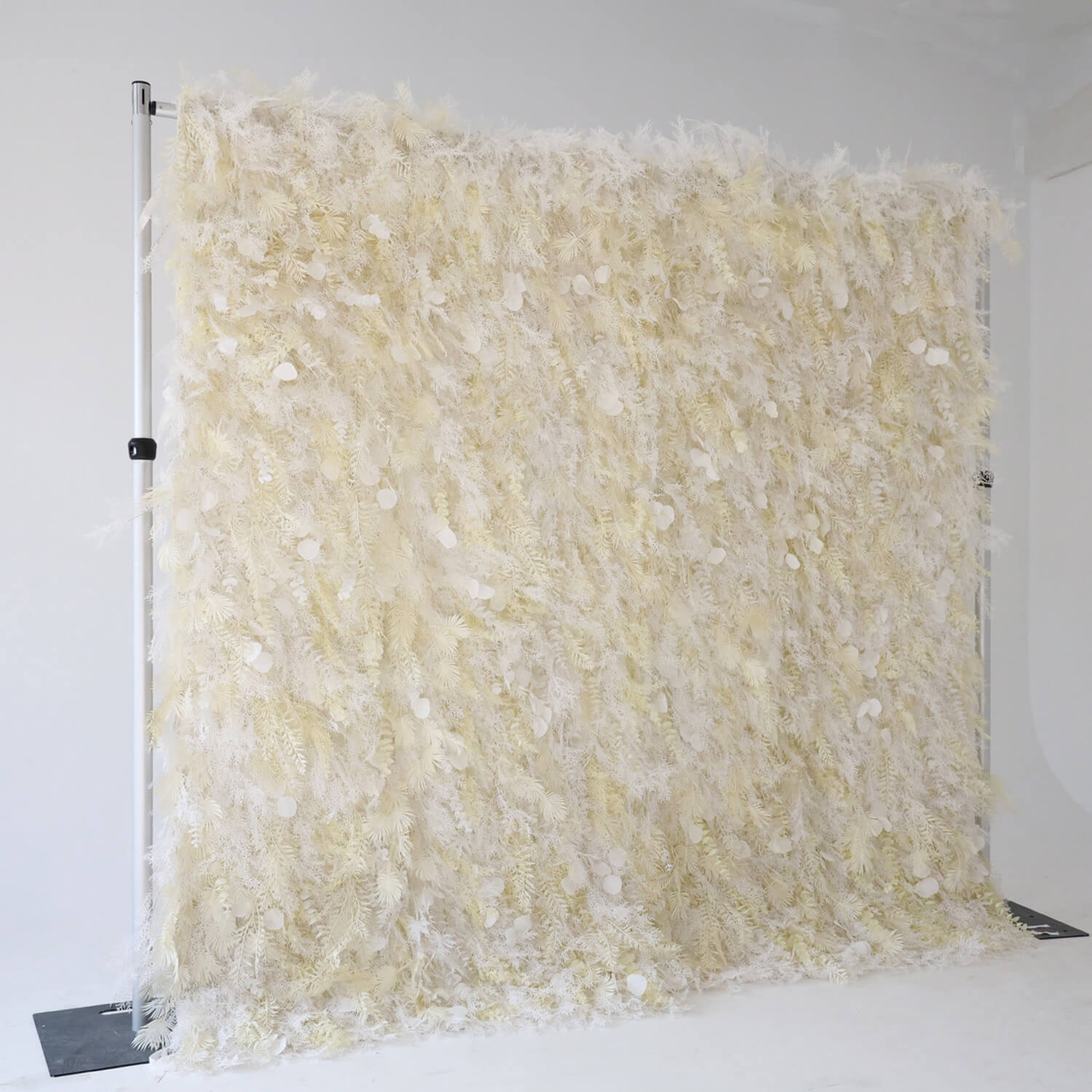 Cream White Misty Smog Pampas Flower Wall For Wedding Arrangement Event Decor-ubackdrop