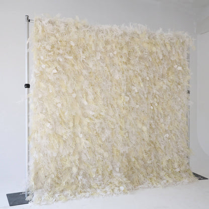 Cream White Misty Smog Pampas Flower Wall For Wedding Arrangement Event Decor-ubackdrop