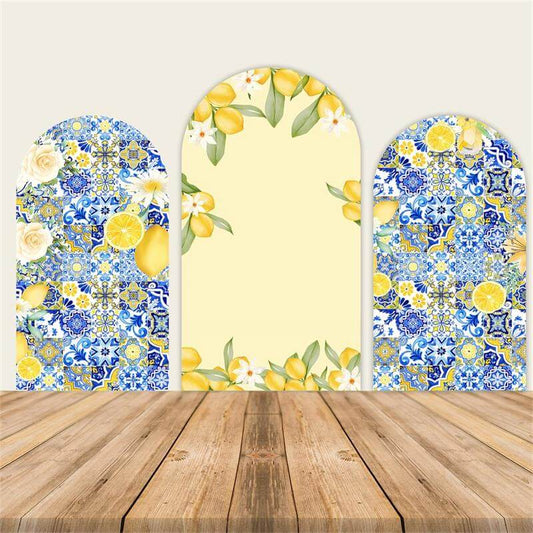 Morocco Mediterranean Blue Arch Backdrop Cover-ubackdrop