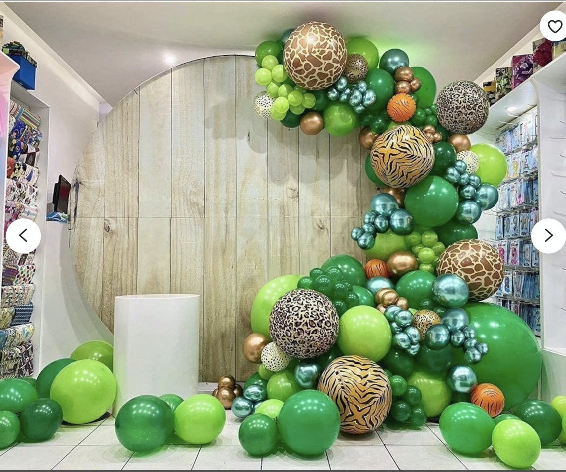 Jungle Animal Theme Birthday Party Green and Gold Balloon Kit Decoration-ubackdrop