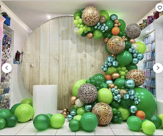 Jungle Animal Theme Birthday Party Green and Gold Balloon Kit Decoration-ubackdrop