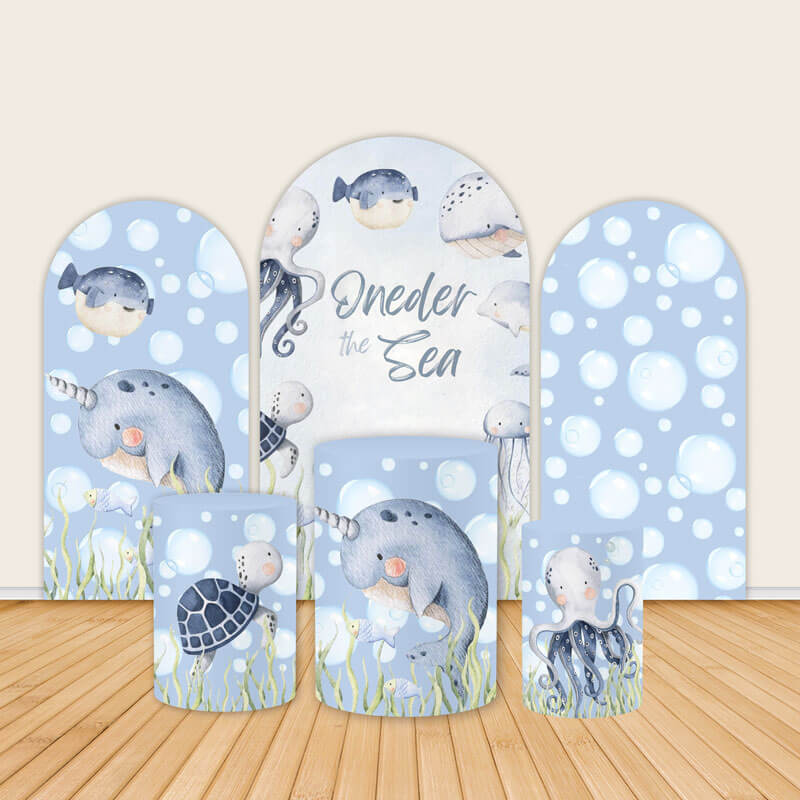 Oneder the Sea Theme Birthday Party Backdrop Cover-ubackdrop