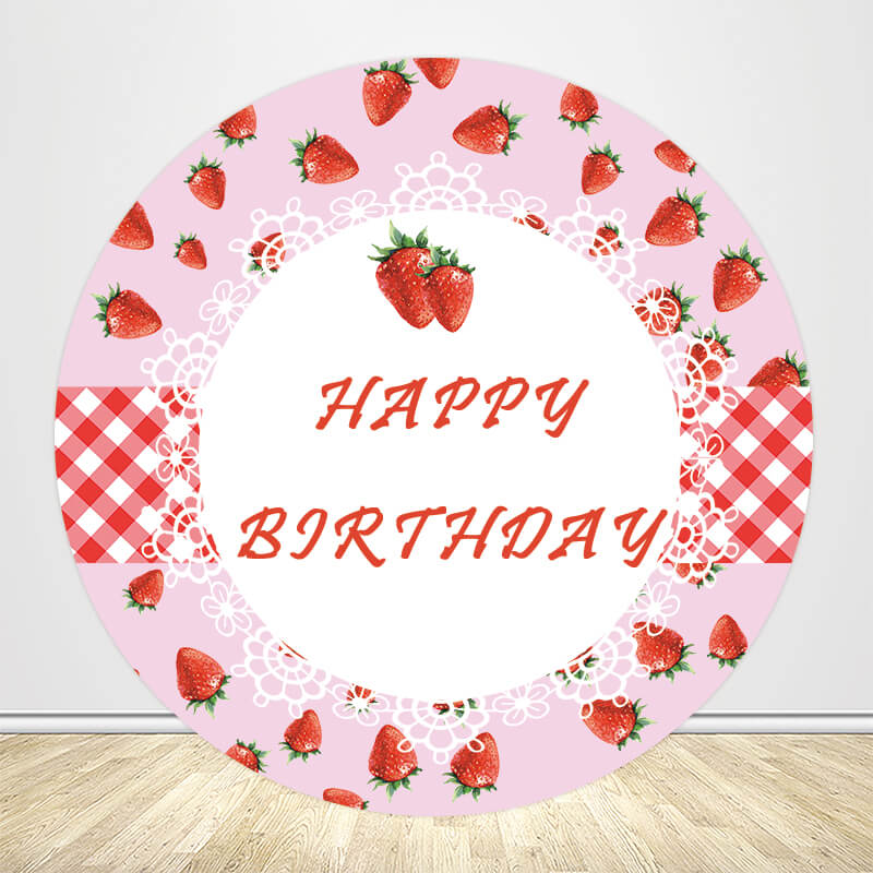 Our Berry Sweet Is Turning One Birthday Baby Shower Backdrop-ubackdrop