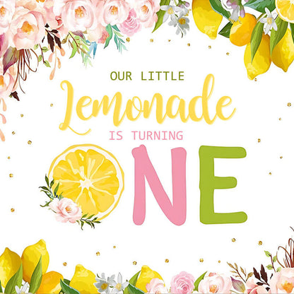 Our Little Lemonade Is Turning One Baby Shower Party Backdrop Cover-ubackdrop