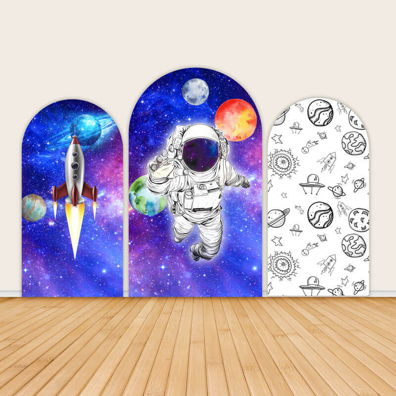 Outer Space Astronaut Chiara Arch Backdrop-ubackdrop
