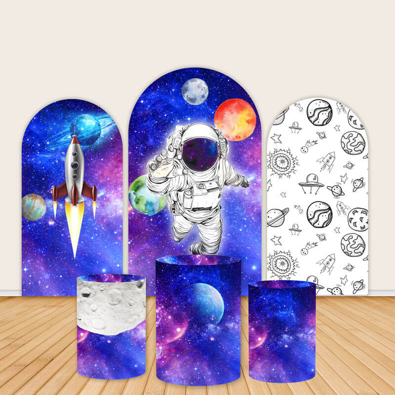 Outer Space Astronaut Chiara Arch Backdrop-ubackdrop