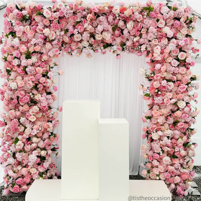 Pink Fabric Artificial Flower Wall Arch Wedding Birthday Party Decoration