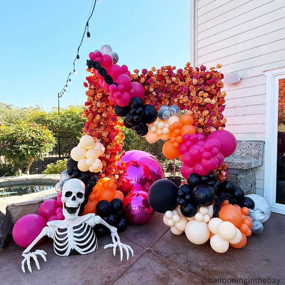 Pink Orange Roses Fabric Artificial Arch Flower Wall-ubackdrop