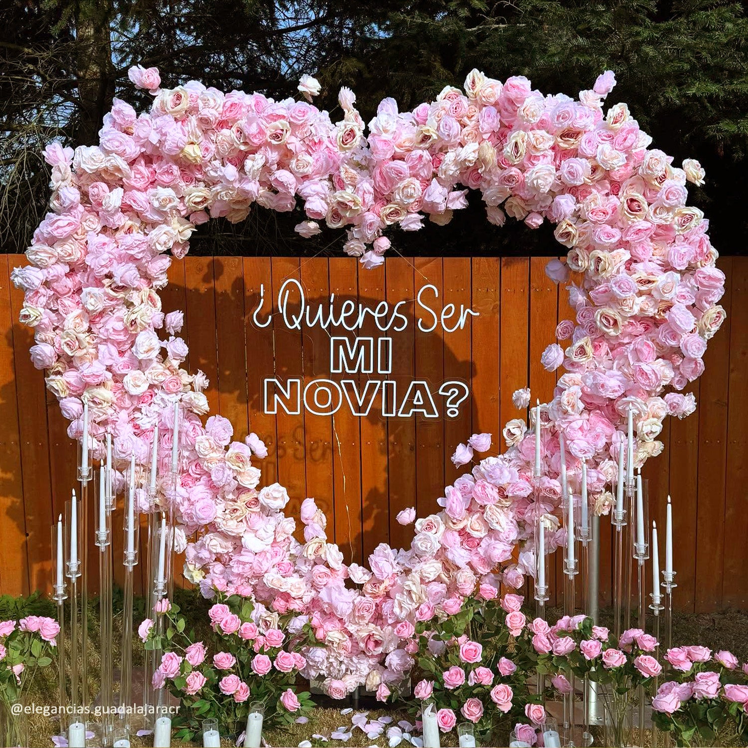 Pink Rose Heart Shaped Flower Wall Wedding Decoration-ubackdrop