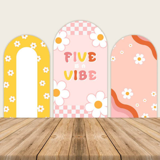 Pink Flower Baby Shower Birthday Arch Backdrop Cover-ubackdrop