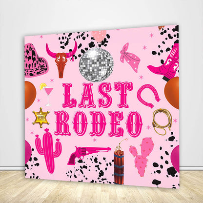 Pink Disco Cowgirl Let's Go Girls Happy Birthday Party Backdrop-ubackdrop