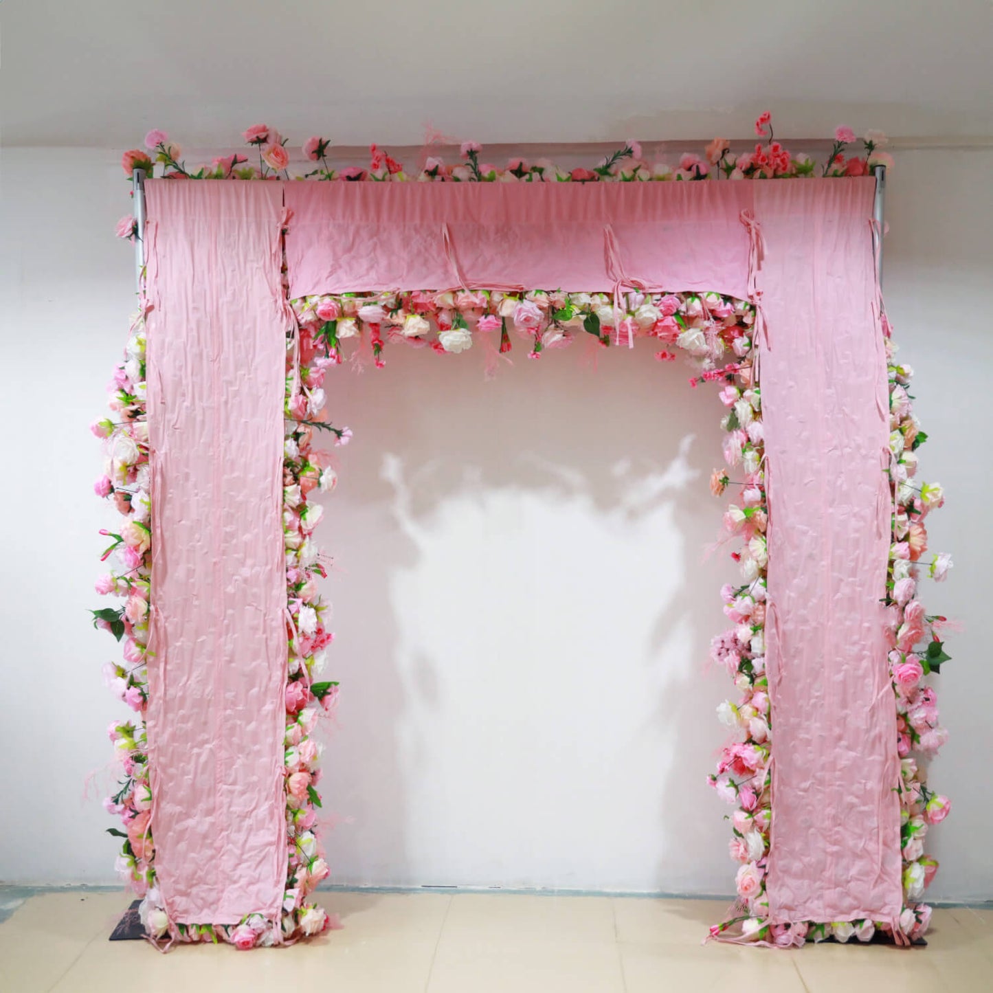 Pink Fabric Artificial Flower Wall Arch Wedding Birthday Party Decoration-ubackdrop
