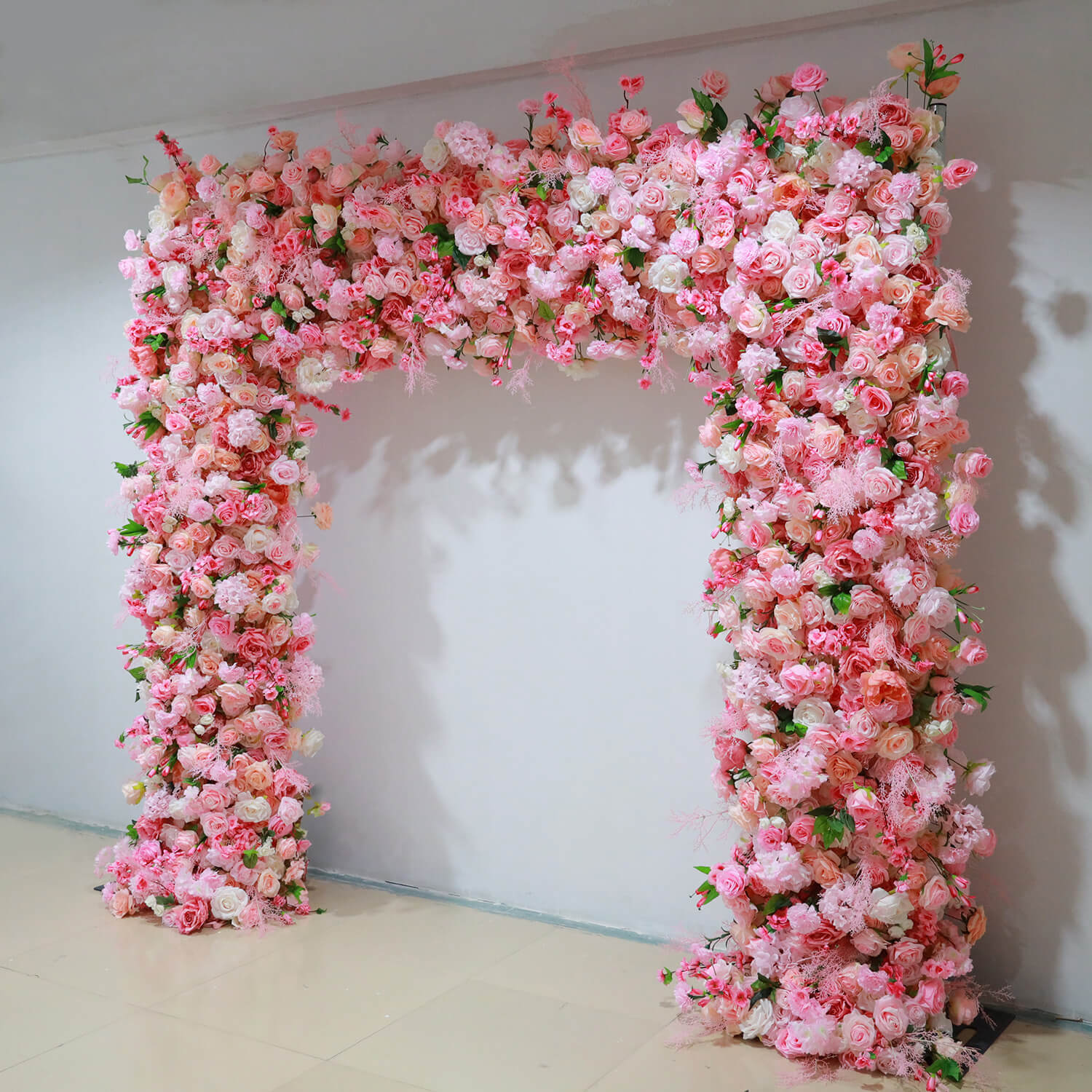 Pink Fabric Artificial Flower Wall Arch Wedding Birthday Party Decoration-ubackdrop