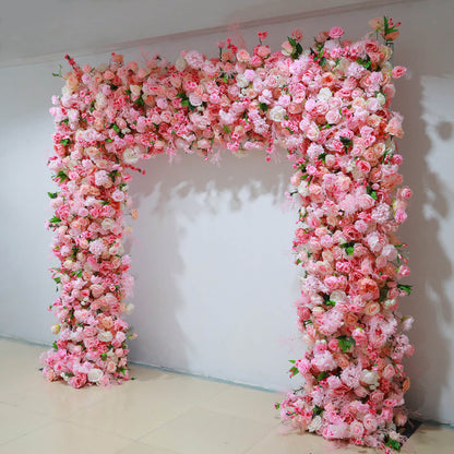 Pink Fabric Artificial Flower Wall Arch Wedding Birthday Party Decoration-ubackdrop