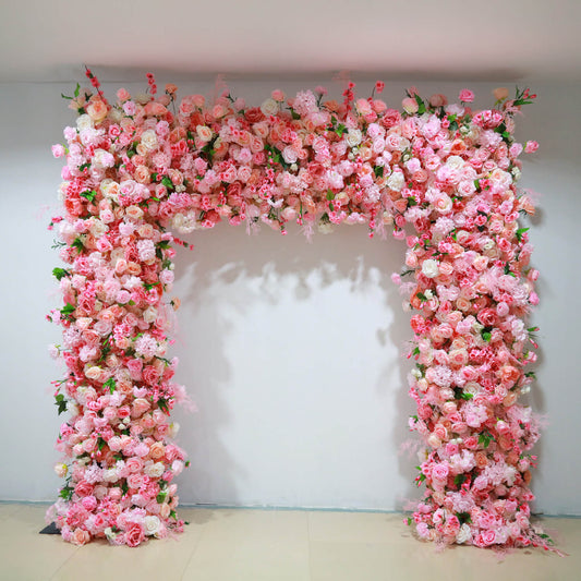 Pink Fabric Artificial Flower Wall Arch Wedding Birthday Party Decoration-ubackdrop