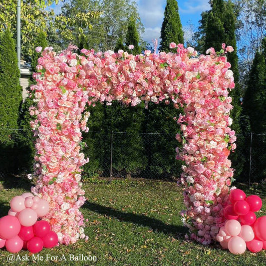 Pink Fabric Artificial Flower Wall Arch Wedding Birthday Party Decoration-ubackdrop