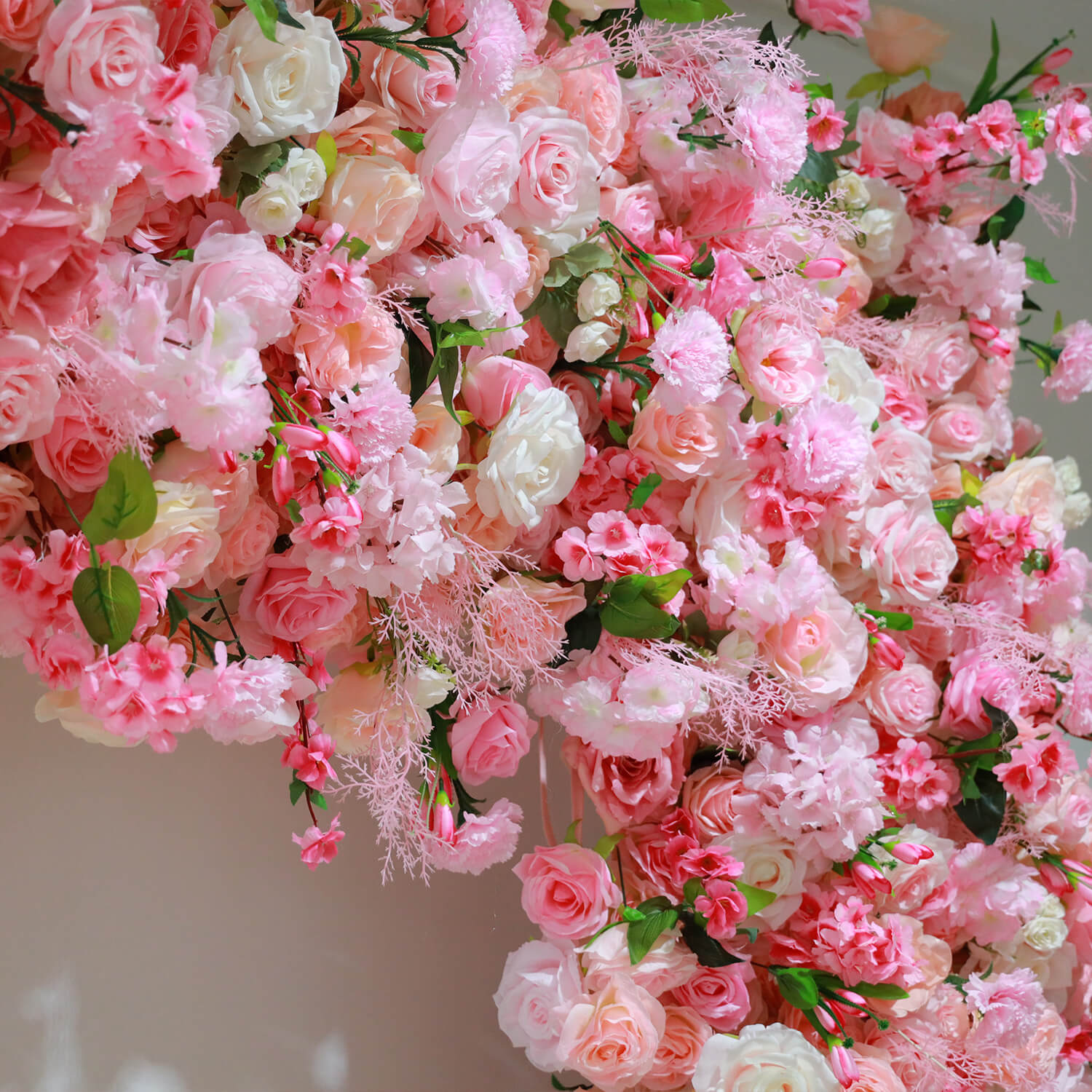 Pink Fabric Artificial Flower Wall Arch Wedding Birthday Party Decoration-ubackdrop