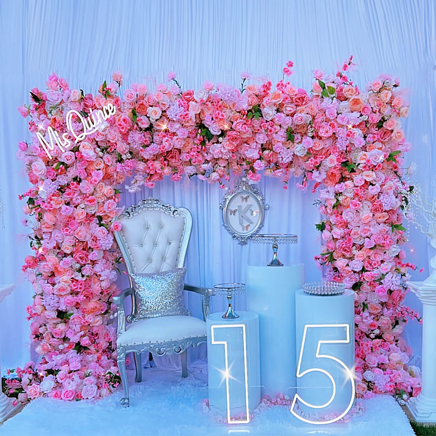 Pink Fabric Artificial Flower Wall Arch Wedding Birthday Party Decoration-ubackdrop
