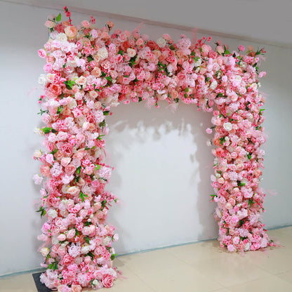 Pink Fabric Artificial Flower Wall Arch Wedding Birthday Party Decoration-ubackdrop