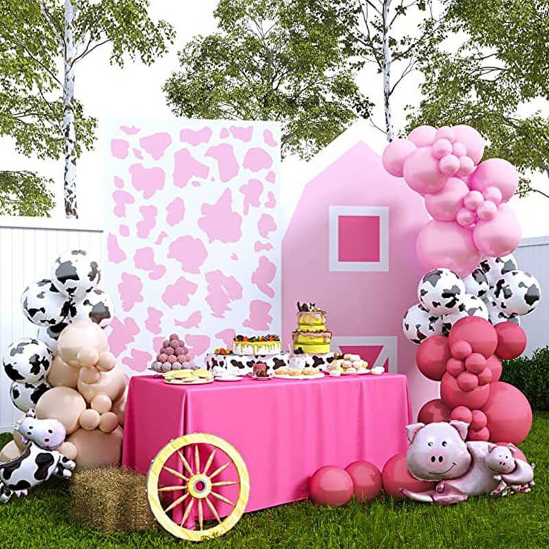 Pink Farm Theme Cow Print Balloon Kit Girl Birthday Party Theme Decoration-ubackdrop