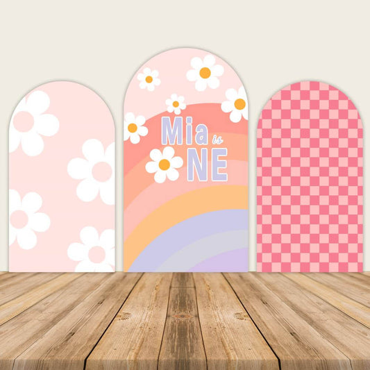 Pink Flower Theme Baby Shower Birthday Arch Backdrop Cover-ubackdrop