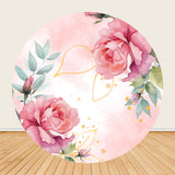 Pink Flowers Wedding Party Round Backdrop Cover