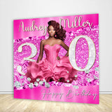 Women Pink Glitter Diamonds Premium Luxury Backdrop