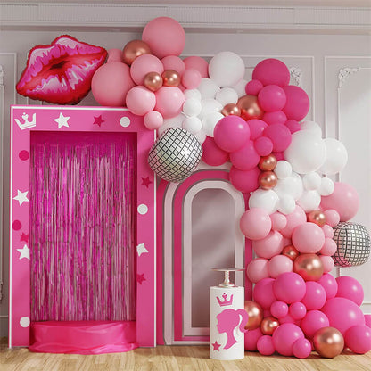 Pink Rose Gold Balloon Silver Balloon Kit Girl Birthday Theme Party Valentine's Day-ubackdrop