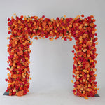 Pink Orange Roses Fabric Artificial Arch Flower Wall