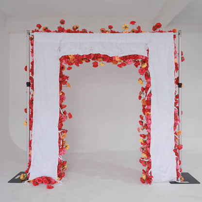 Hot Pink Orange Roses Fabric Artificial Arch Flower Wall-ubackdrop