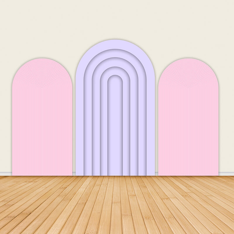 Pink and Purple Solid Color Rainbow Party Backdrop Cover-ubackdrop