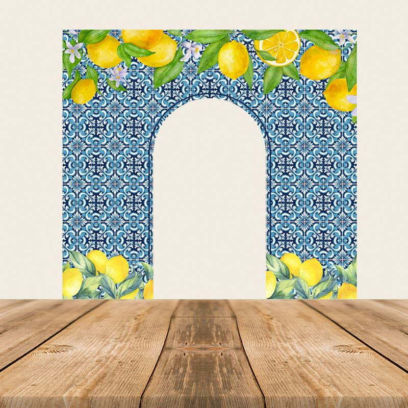 Positano Print Summer Lemon Baby Shower Welcome Door-ubackdrop