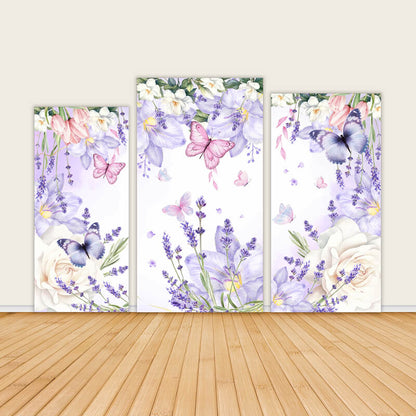 Purple Butterfly Flower Theme Aesthetic Party Backdrop-ubackdrop