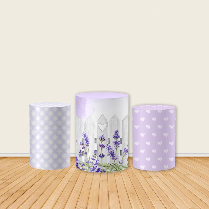 Purple Butterfly Flower Theme Party Fabric Pedestal Covers-ubackdrop