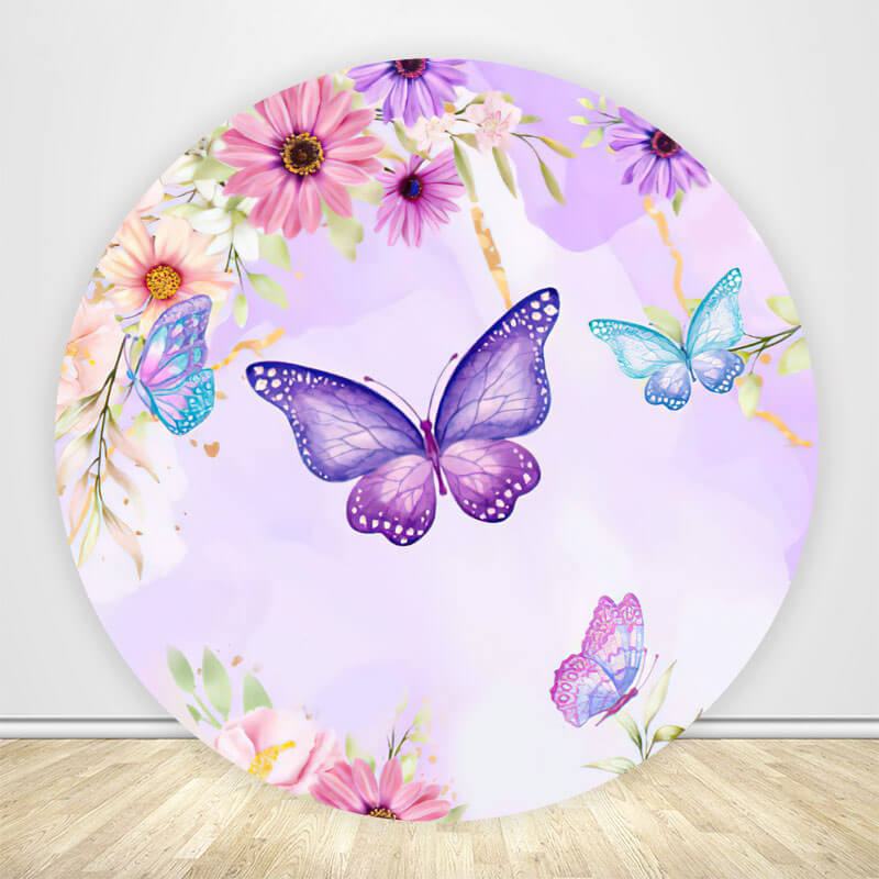 Purple Butterfly Happy Birthday Party Wedding Decoration-ubackdrop