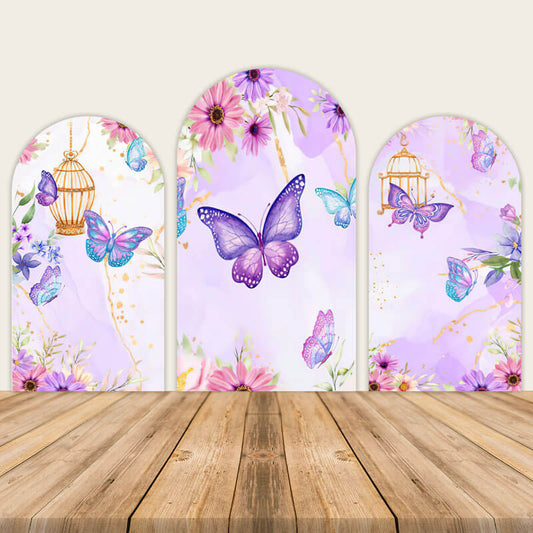 Purple Butterfly Theme Girls Birthday Party Baby Shower Backdrop-ubackdrop