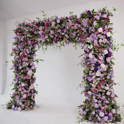 7D Purple Fabric Artificial Flower Wall Arch Wedding Party Decoration-ubackdrop