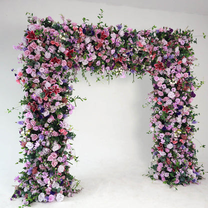 7D Purple Fabric Artificial Flower Wall Arch Wedding Party Decoration-ubackdrop