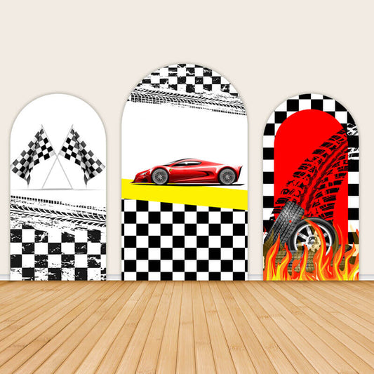 Race Car Backdrop Birthday Party Arch Wall Covers-ubackdrop