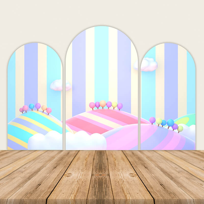 Rainbow Candy land Castle Backdrop Girl Birthday Baby Shower-ubackdrop