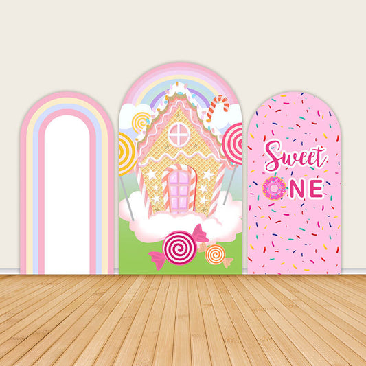 Rainbow Castle and Candyland Themed Party Backdrop-ubackdrop