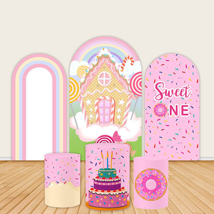 Rainbow Castle and Candyland Themed Party Backdrop-ubackdrop