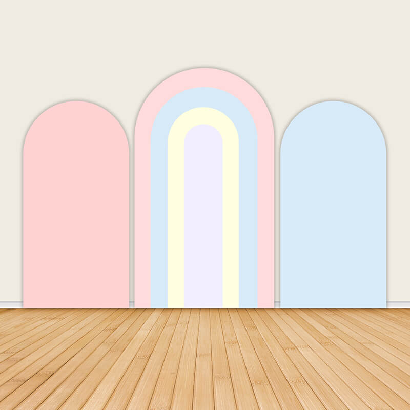 Rainbow Color Arch Birthday Party Backdrop Cover-ubackdrop